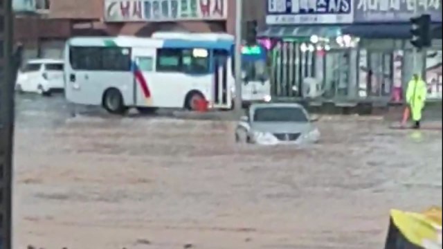 충북 중북부 시간당 70mm 폭우...도로 침수 등 피해 / YTN