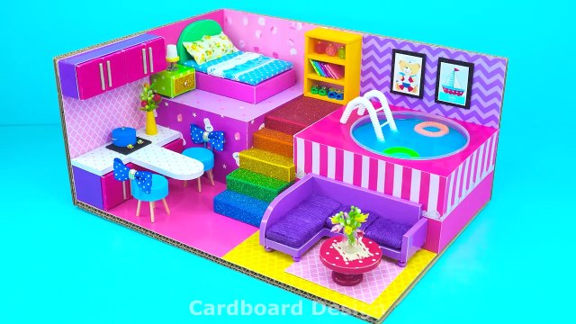 DIY Miniature House #19 ❤️ Build Round Swimming Pool, Bedroom, Kitchen, Living Room from Cardboard