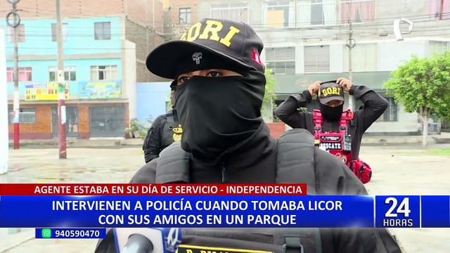 Policía es captado bebiendo licor en parque: agente habría pedido permiso por estar enfermo