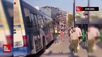 Ankara’da otobüsün çarptığı direk vatandaşın üzerine düştü
