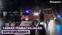 Angkot Tabrak Pembatas Jalan di Kota Medan, Sopir Menangis