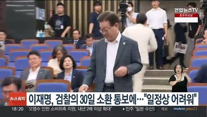 이재명, 검찰의 30일 소환 통보에…"일정상 어려워"
