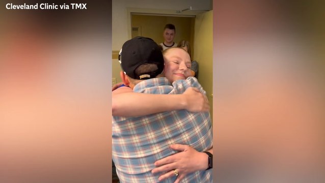 Moment woman, 22, meets father of heart donor who saved her life and tells him ‘I’m now living for two’