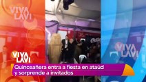 Quinceañera hace entrada a su fiesta dentro de ataúd