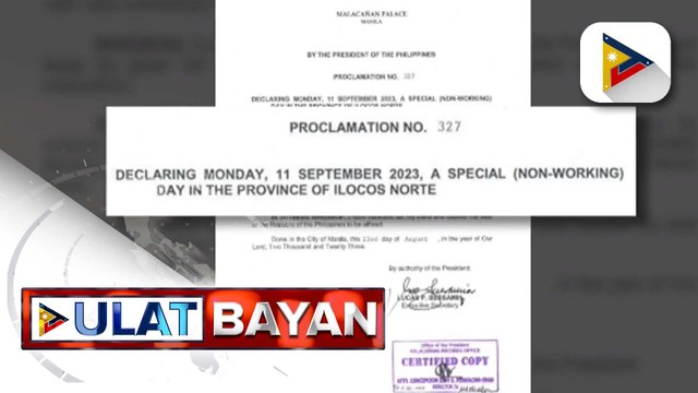 Sep. 11, idineklara ni PBBM bilang special non-working day sa Ilocos Norte kasabay ng paggunita sa ika-106 na kaarawan ni dating Pangulong Ferdinand E. Marcos Sr.