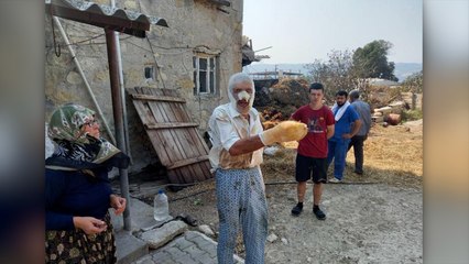 Alevlerden hayvanlarını kurtarmak isterken neredeyse ölüyordu