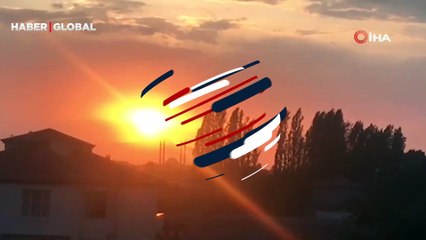 Iğdır'da gün batımının görsel şölen oluşturduğu anlar kameraya böyle yansıdı