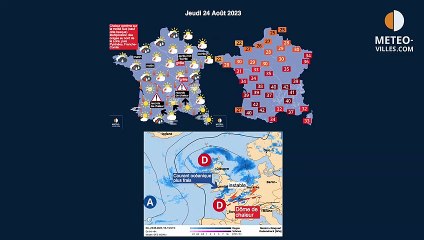 prévisions météo villes du jeudi 24 août 2023