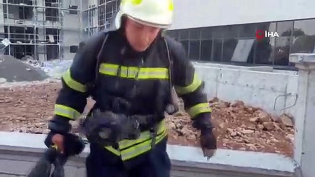 Marmaris Devlet Hastanesi inşaatında çıkan yangın söndürüldü