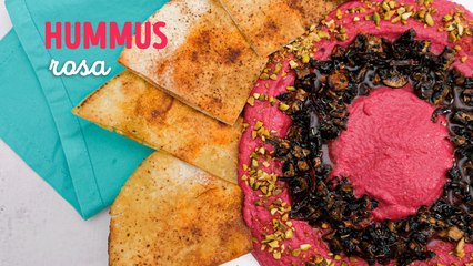 ¡Terso, sedoso y de color rosa! Receta de HUMMUS DE BETABEL con chicharrón de hongos