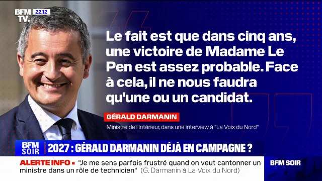 Élection présidentielle de 2027: Gérald Darmanin considère une victoire de Marine Le Pen assez probable