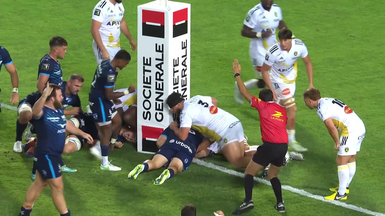 TOP 14 - Essai de Vano KARKADZE (MHR) - Montpellier Hérault Rugby - Stade Rochelais - Saison 2023-2024