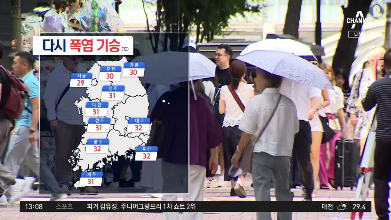 [날씨]다시 무더위 기승…주말 폭염 속 곳곳 소나기