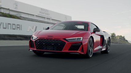 Audi R8 performance Coupe quattro takes last laps at Monterey Car Week as brand continues to bring electric performance to the road and track