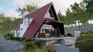 House Design in Detail_ 2 Storey A-Frame House_Cabin in the forest