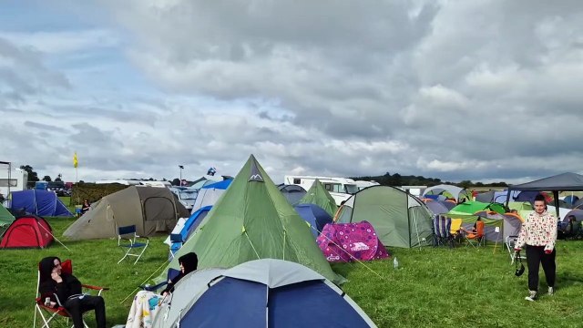 Campers setting up at Leeds Festival