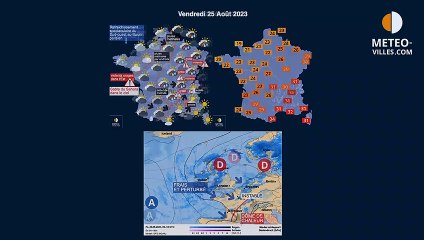prévisions météo villes du vendredi 25 août 2023