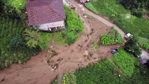 Rize'de etkili olan yağış nedeniyle dere taştı! 28 kişinin yaşadığı 11 ev tahliye edildi, bazı evler yıkıldı