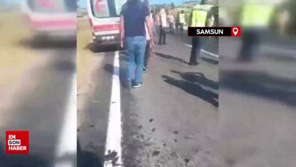 Samsun'da iki otomobil kafa kafaya çarpıştı