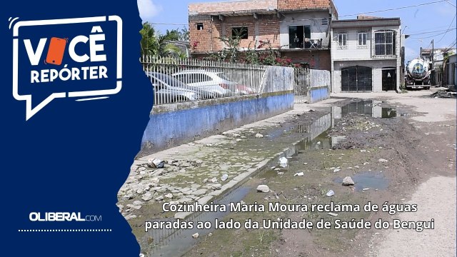 Cozinheira Maria Moura reclama de águas paradas ao lado da Unidade de Saúde do Bengui