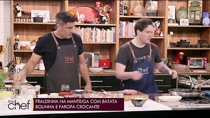 Fraldinha na manteiga com batata bolinha e farofa crocante