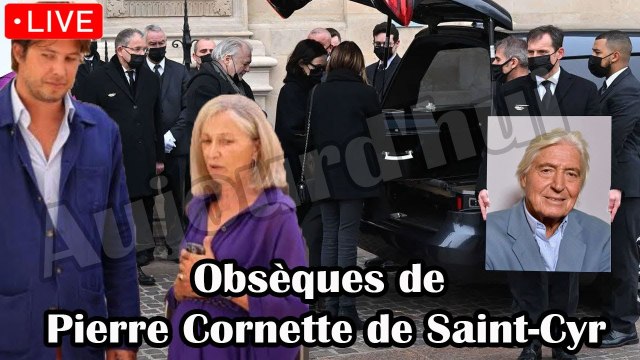 Obsèques de Pierre Cornette de Saint-Cyr : sa femme Arielle et son fils anéanti devant le cercueil