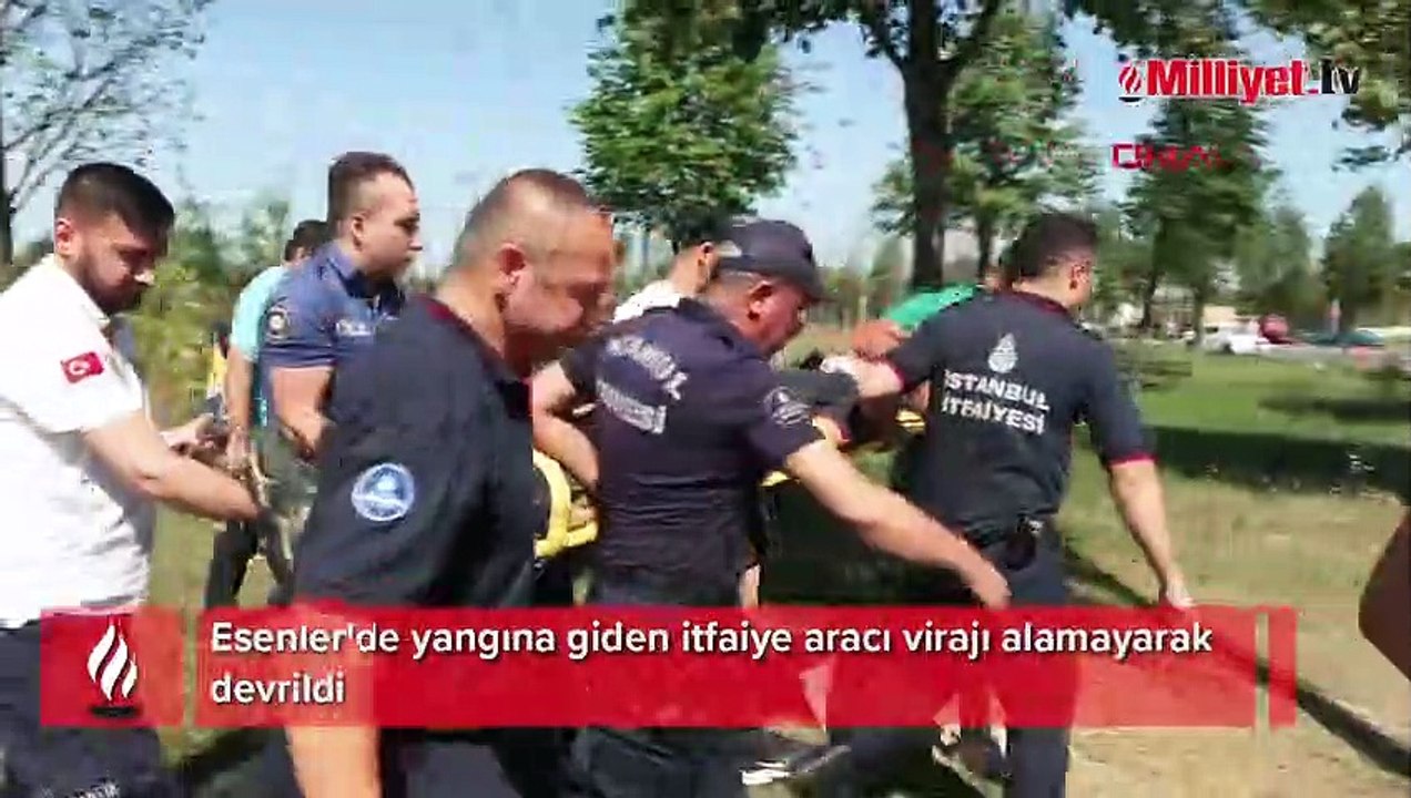Yangına giden itfaiye aracı devrildi: 2 itfaiye personeli yaralandı