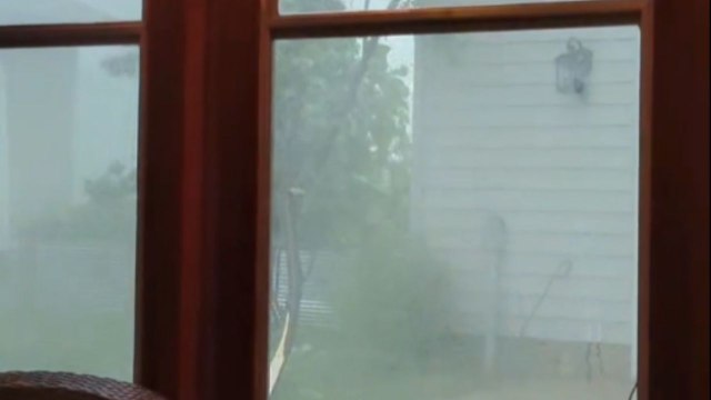 Aggressive rain storm breaks all the tree branches in its way along with power lines