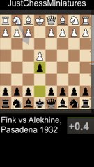 Alekhine threats the Queen and checkmate against Fink