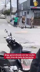 Briga generalizada em bar acaba com tiros de bala de borracha