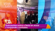 Quinceañera hace entrada a su fiesta dentro de ataúd