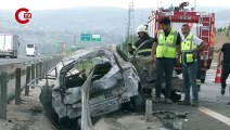 Kuzey Marmara Otoyolu’nda korkunç kaza... Bariyerin önünden girip arkasından çıktığı otomobil alev aldı: 2 kişi yanarak öldü!