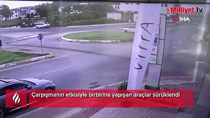 Kavşak sistemindeki göz göre göre gelen kaza kamerada
