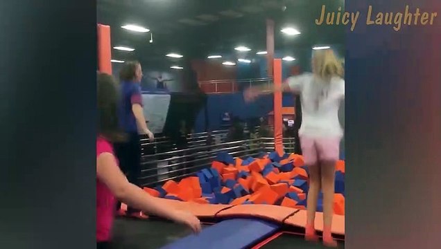 Epic Trampoline Fail: Hilarious Tumble on the Park's Trampoline!