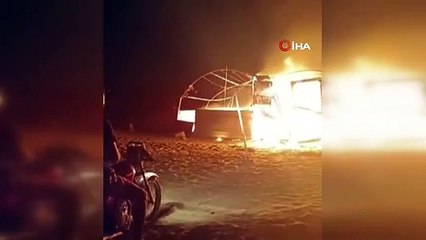 Hatay'da çadırda yangın