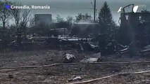 Aftermath of deadly explosion at Romanian gas station