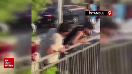 Küçükçekmece'de araç dereye uçtu