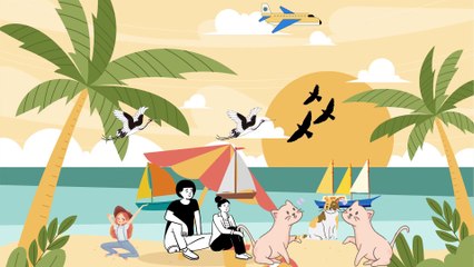 Video animasi - pantai - perahu boat