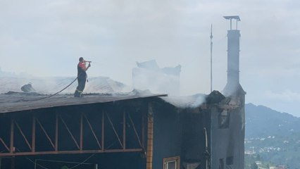 Rize’de çay fabrikasında yangın