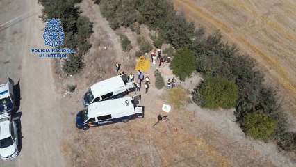 Imágenes aéreas del dispositivo policial en el pozo de riego.