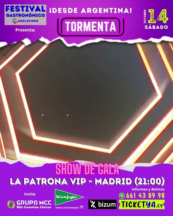 Invitación Tormenta Concierto de GALA en Madrid