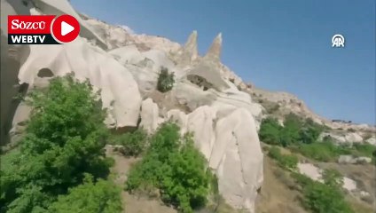 Kapadokya'daki turistik merkezler FPV dronla görüntülendi