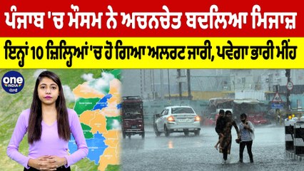 Punjab 'ਚ ਮੌਸਮ ਨੇ ਅਚਨਚੇਤ ਬਦਲਿਆ ਮਿਜਾਜ਼, ਇਨ੍ਹਾਂ 10 ਜ਼ਿਲ੍ਹਿਆਂ 'ਚ ਹੋ ਗਿਆ ਅਲਰਟ ਜਾਰੀ |OneIndia Punjabi