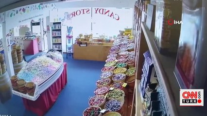 ABD’de meraklı geyik, şeker dükkanını bastı