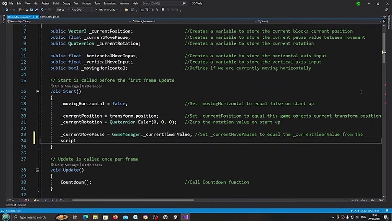 Unity 3D Tetris Clone #12 Player GUI