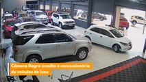 Câmera flagra assalto a concessionária de veículos de luxo