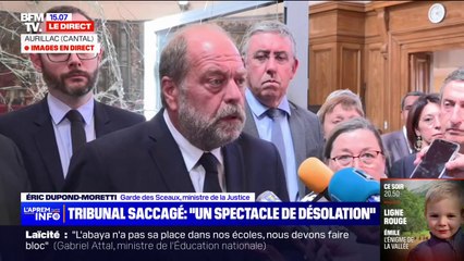 Éric Dupond-Moretti sur le tribunal saccagé d'Aurillac: "Il y a 250.000 euros de dégradations"