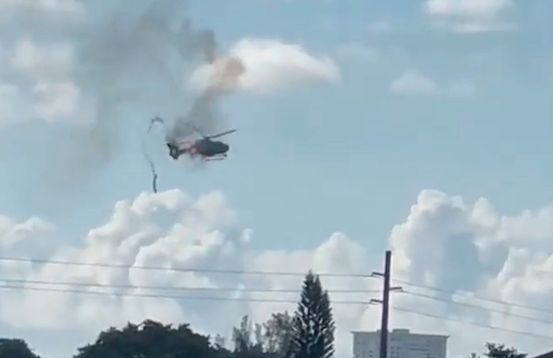 Indrukwekkende video toont de val van een politiehelikopter in Pompano Beach, Florida
