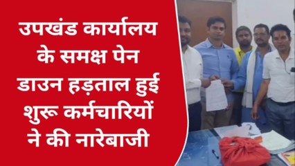 डीग: राजस्व सेवा परिषद के समक्ष पेन डाउन हड़ताल, जमकर हुई नारेबाजी