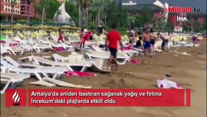 Tatilciler neye uğradıklarını şaşırdı! Şemsiyeler uçtu, dev dalgalar oluştu